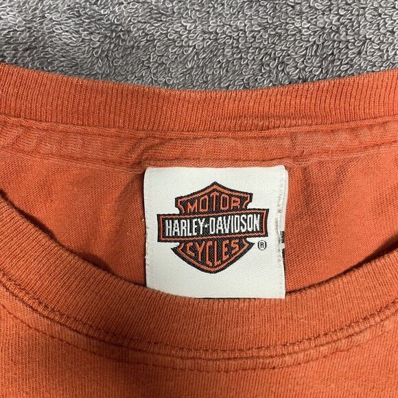 Vintage Harley Davidson T-Shirt Men's XL Orange Gary Bang Atascadero 2003 - Picture 3 of 10